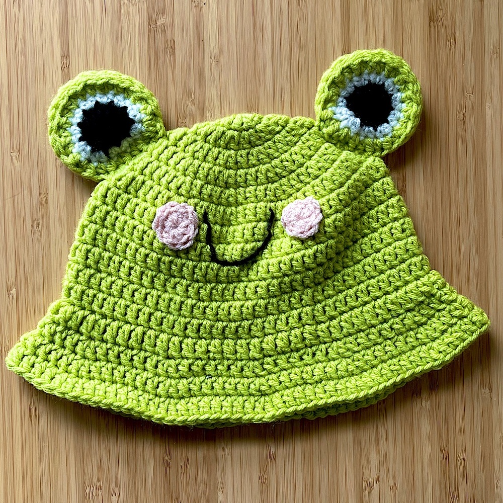 Cute Homemade Crochet Frog Bucket Hat